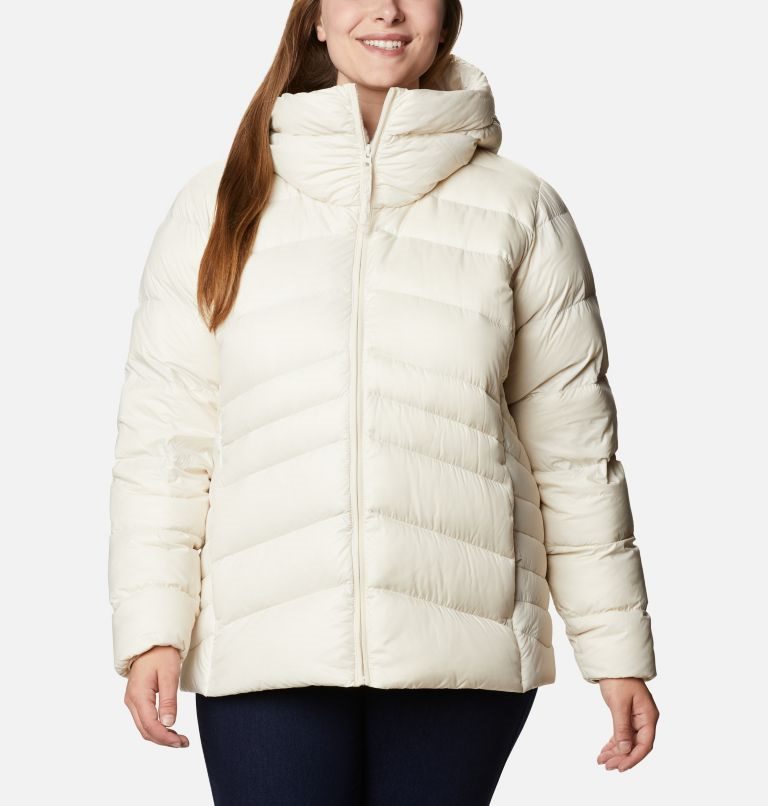 Women\'s Columbia Autumn Park Hooded Down Jackets Cream | Plus Size CA-VL3C0